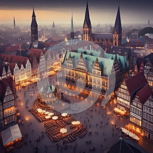 The historic Bremen Market Square in Germany