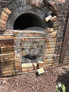 Historic Brick Beehive Kiln Decatur Alabama - Fire Opening on Kiln Exterior
