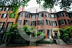 Historic brick buildings in Beacon Hill, Boston, Massachusetts.