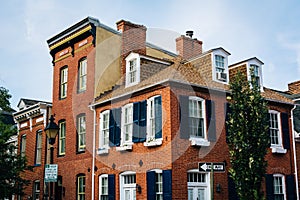 Historic brick row houses in Fells Point, Baltimore, Maryland