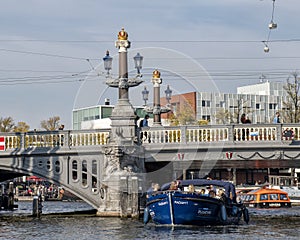 Historic bridge, The Blauwbrug, Amsterdam, Netherlands