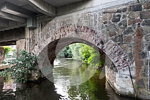 Historic bridge at Karl Heine Kanal in Leipzig. Saxony. Germany