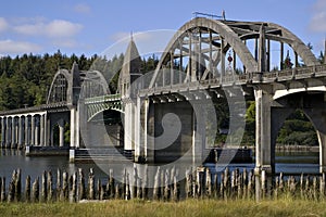 Historic bridge over Siuslaw River Florence Oregon