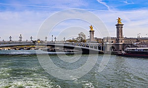 Historic bridge Pont Alexandre III over the River Seine in Paris France