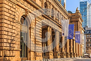 Historic building of the Frankfurt Stock Exchange in sunshine