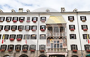 Historic building with The Golden Roof (Goldenes Dachl)  in the Old Town Altstadt of Innsbruck, Austria