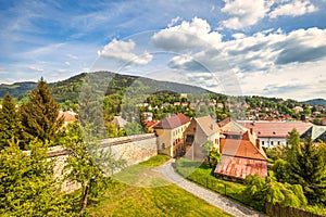 Historická budova v Kremnici, významném středověkém hornickém městě, S