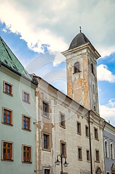 Historic building on main square in Kremnica, important medieval