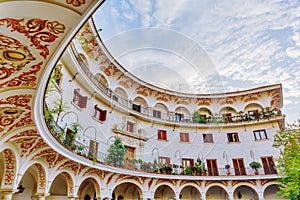 Historic building at the Plaza del Cabildo in Seville, Spain