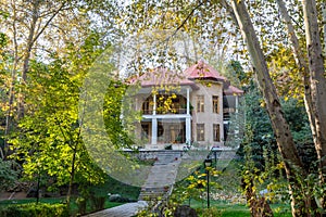 Historic building of Prince Bahman Palace in Sa`dabad palace Complex, built by the Qajar and Pahlavi monarchs, located in Shemira photo