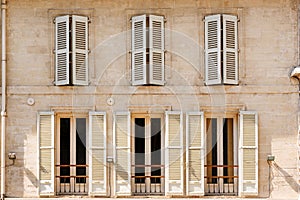 Historic building with shutters