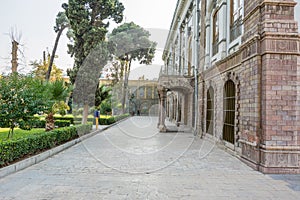 Historic buildings Abyaz Palace Ethonological Musuem at Golestan palace complex in Tehran, Iran