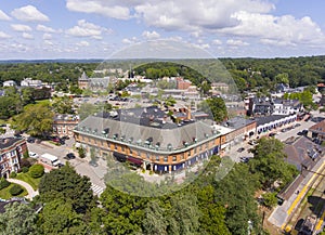 Historic buildings aerial view Newton, MA, USA