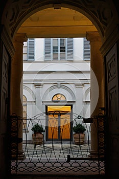 Historic buildings along via Brera in Milan