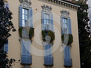 Historic buildings along via Brera in Milan