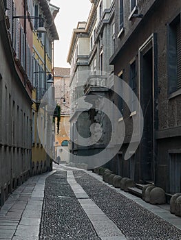 Historic buildings along via del Carmine in Milan