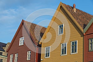 Historic buildings of Bryggen in the City of Bergen, Norway