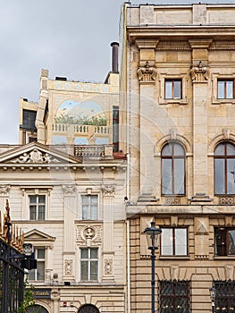 Historic buildings in Bucharest old town, Romania