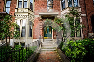 Historic buildings on Bunker Hill, in Charlestown, Boston, Massachusetts.