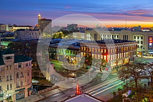 San Antonio Commerce St at twilight, Texas, USA