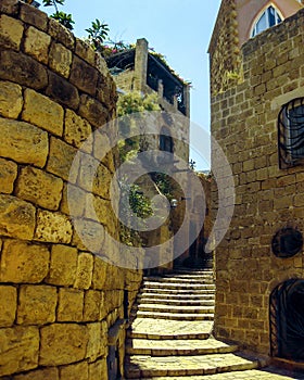 Historic buildings of Crusades era. Jaffa, Israel