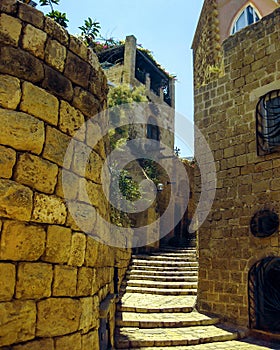 Historic buildings of Crusades era. Jaffa, Israel photo