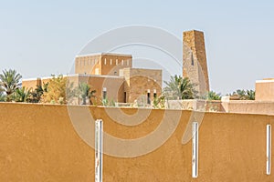 Historic buildings in Dariyah clay castle, also as Dereyeh and Dariyya, a town in Riyadh, Saudi Arabia, original home of the Saudi