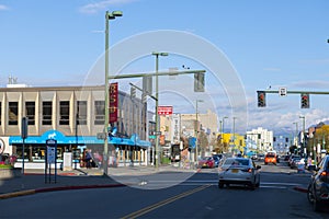 Historic buildings in downtown Anchorage, Alaska, AK, USA