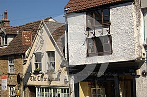 Historic Buildings at the entrance to Cheap Street, Frome, Somerset, England