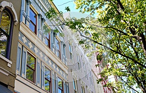 Historic buildings on Fayetteville St in downtown Raleigh NC