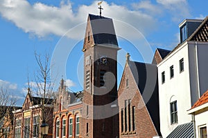 Historic buildings located along Het Zand street in Amersfoort, Utrecht, Netherlands