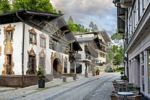 Historic buildings at the old town of Garmisch-Partenkirchen