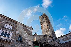 Historic Buildings in the Upper Town of Bergamo - Lombardy Italy