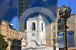 Historic Cabildo of Buenos Aires with its flags in the Plaza de Mayo Argentina