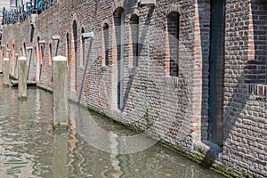 Historic canal houses in medieval city Utrecht, the Netherlands