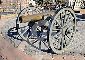 Historic Cannon on display in city, Denver Colorado