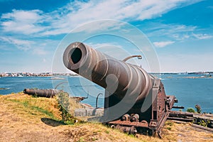 Historic Cannon At Suomenlinna, Sveaborg Maritime Fortress In He