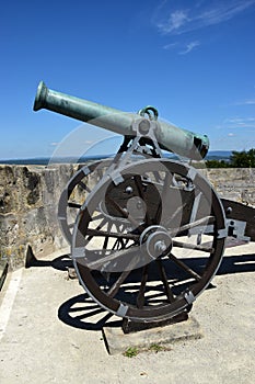 Historic cannon on the VESTE COBURG castle in Coburg, Germany