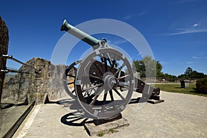 Historic cannon on the VESTE COBURG castle in Coburg, Germany