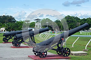 Historic Canon at the Garrison Savannah in Barbados