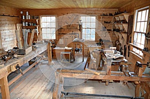 Historic Carpenters Workshop, Fort Edmonton, Western Canada photo