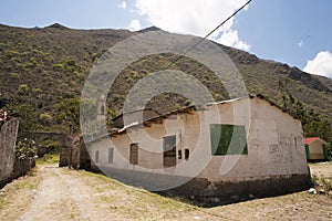 Casa Hacienda de Yaca from the abandoned and dilapidated sugar industry arc and door dirth road 20th century adobe