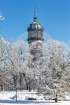 Historic Castle Church of Wittenberg in winter