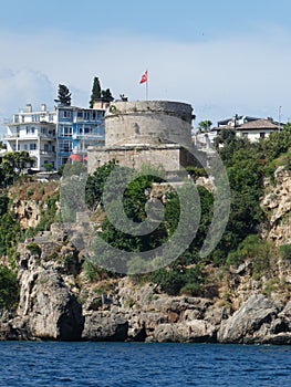 Historic castle  harbour old town Antalya turkey