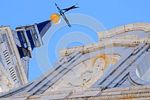 Historic cathedral Santa Maria la Real de la Almudena, facade detail, Madrid, Spain