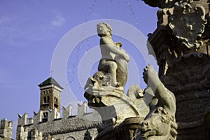 Historic cathedral square of Trento, Italy