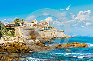 Historic center of Antibes, French Riviera, Provence, France.