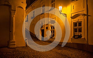 Historické centrum Banské Štiavnice v noci, Slovensko