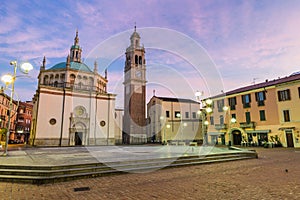 Historic center of Busto Arsizio city at sunrise, Italy photo