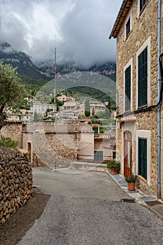 Historic center of town of Deia, Balearic Islands Mallorca Spain